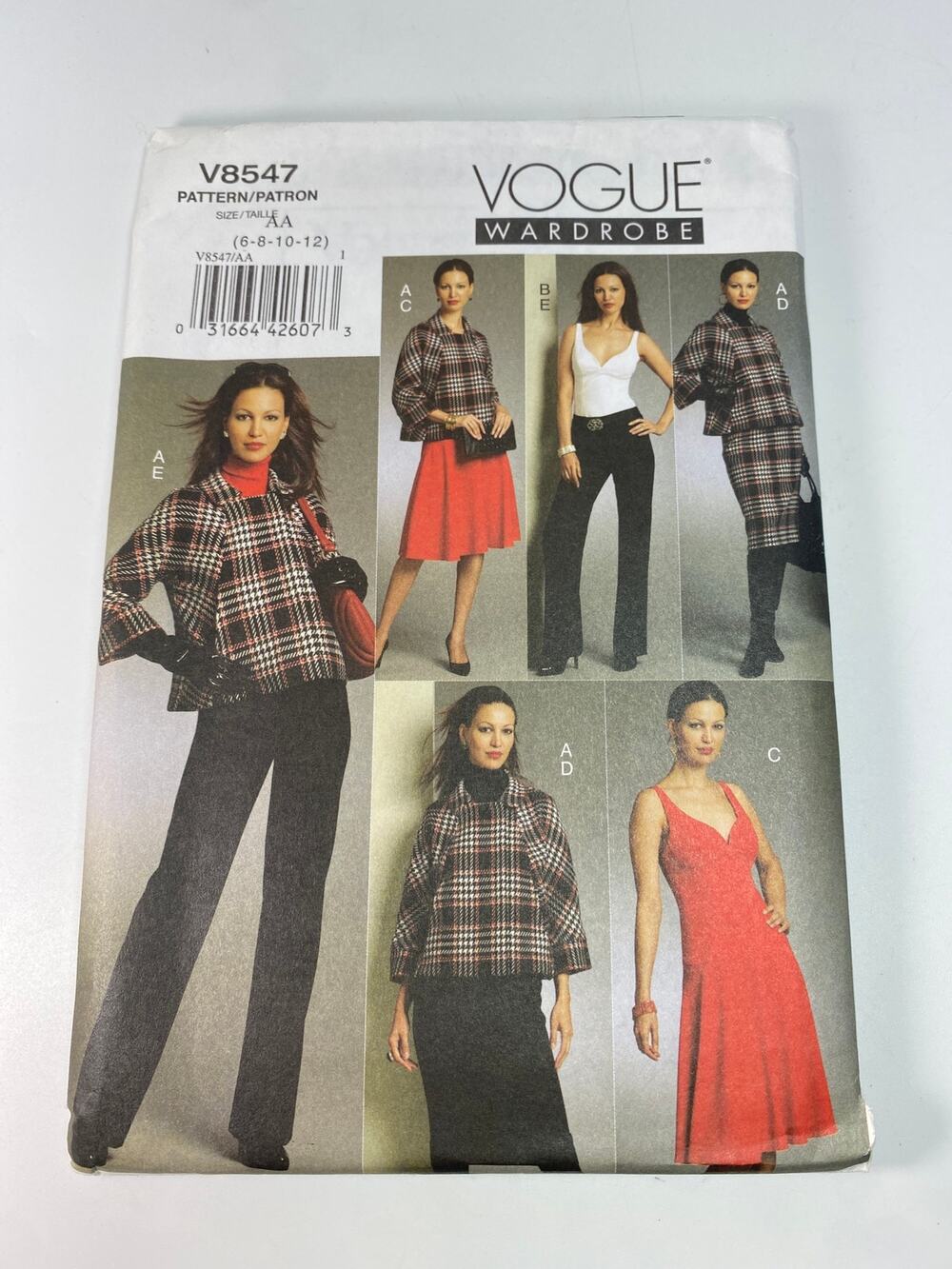 Vogue V8547 Miss Wardrobe Pattern Size 6-12 OOP FF UC Jacket Dress Skirt Pants